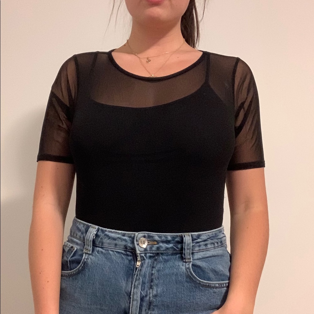 Boohoo Black Mesh Bodysuit